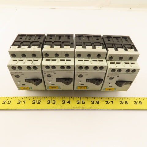 Siemens 3RV1011-1CA10 600V 3Ph Motor Starter Overload Breaker Mixed Lot Of 4