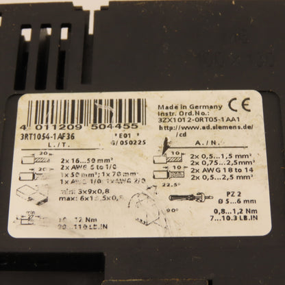 Siemens 3RT1054-1AF36 140A 600V Contactor Relay 110-127V Coil AC/DC
