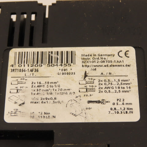 Siemens 3RT1054-1AF36 140A 600V Contactor Relay 110-127V Coil AC/DC