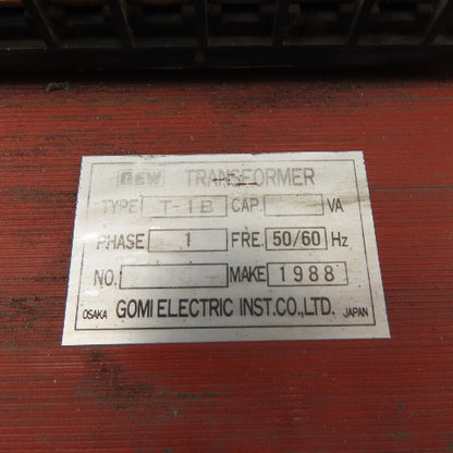Gomi Type T-1B 180-230V Primary 50/60Hz 100-110V Sec 400/600VA 1Ph Transformer