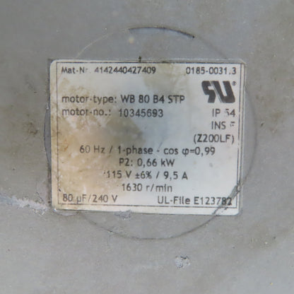Becker WB80B4STP 0.66kW 1630RPM 1Ph Rotary Vane Vacuum Pump