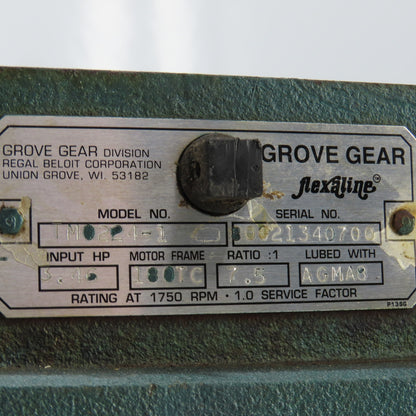 Grove Gear TMQ224-1 7.5:1 Ratio Gear Reducer 180TC Frame 3.46HP 1750 RPM Input