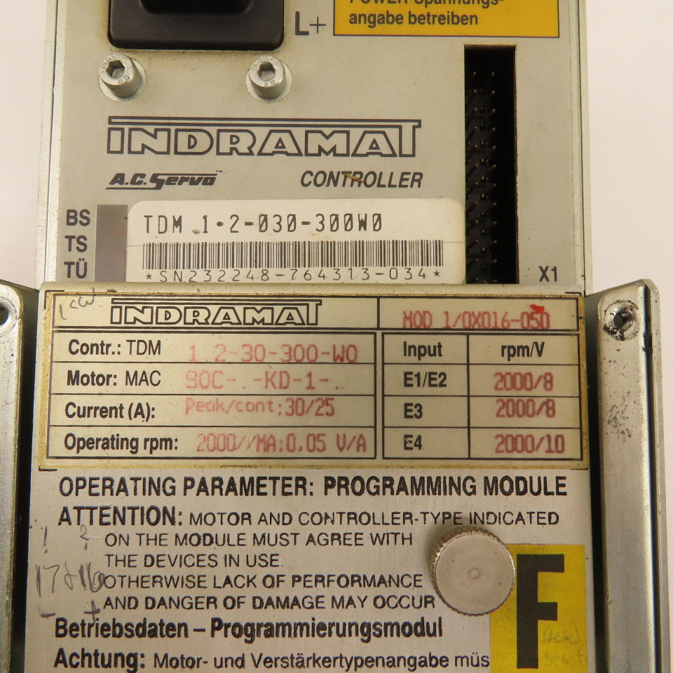 Indramat TDM 1.2-030-300WO MOD1/0X06-050 AC Servo Drive 90C-KD-1 2000RPM