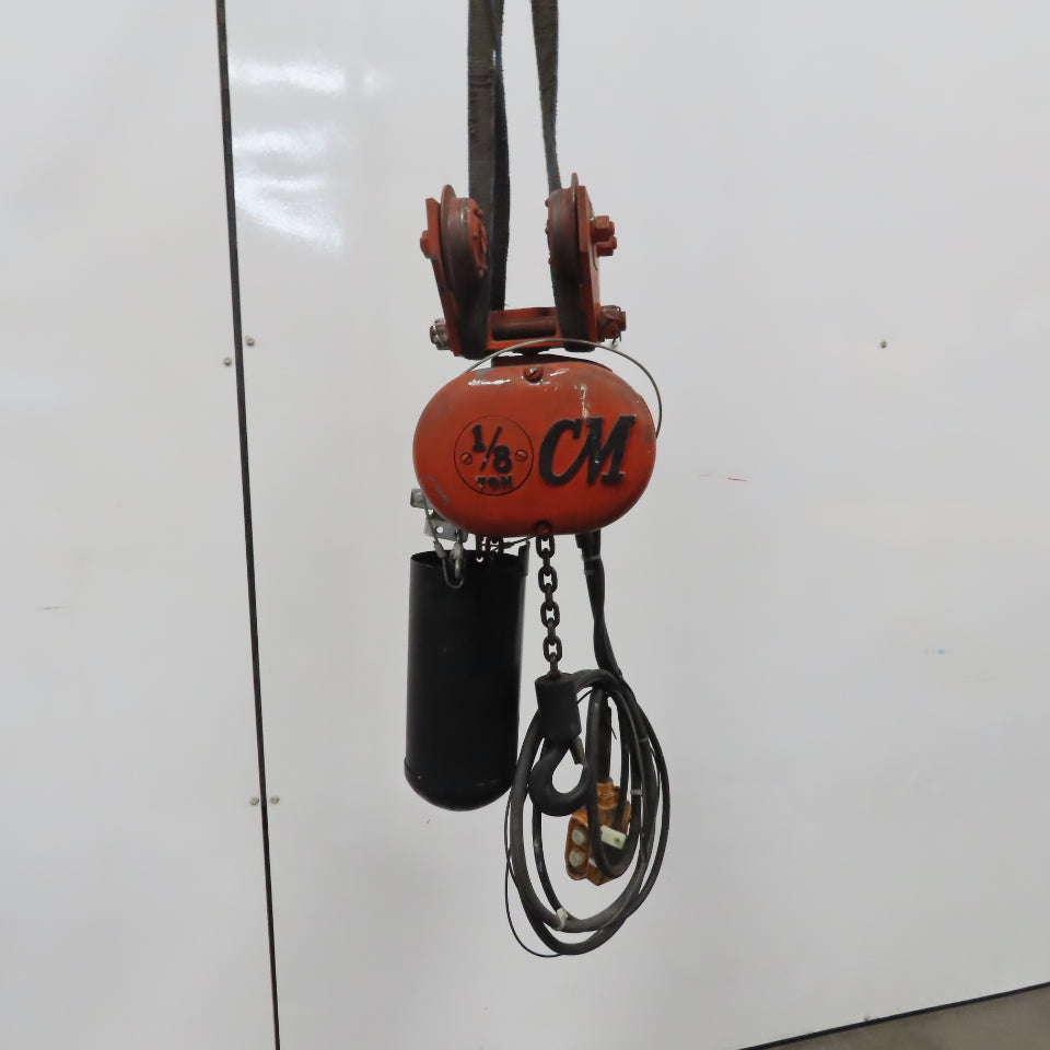 CM Lodestar Model A 1/8 Ton Electric Hoist 10' Lift 32 FPM 120V 1Ph W/Trolley