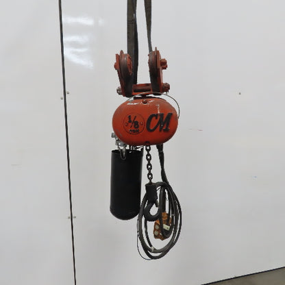 CM Lodestar Model A 1/8 Ton Electric Hoist 10' Lift 32 FPM 120V 1Ph W/Trolley