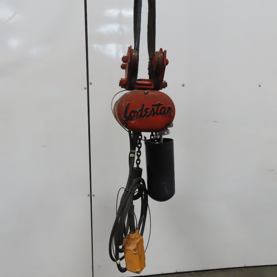 CM Lodestar Model A 1/8 Ton Electric Hoist 10' Lift 32 FPM 120V 1Ph W/Trolley