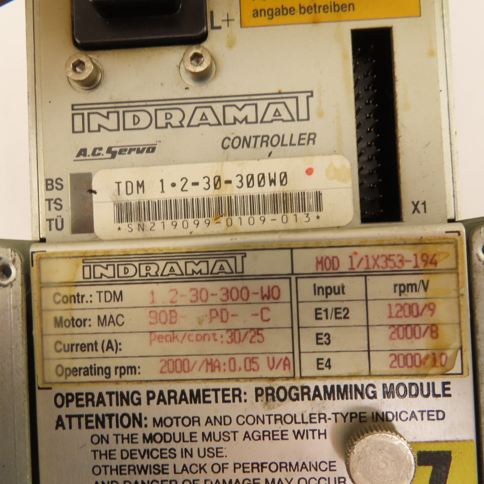 Indramat TDM1.2-30-300-W0 MOD 1/1X353-194 AC Servo Drive Controller 2000RPM