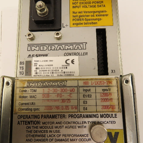 Indramat TDM1.2-30-300-W0 MOD1/1X353-194 AC Servo Drive Motor 2000RPM