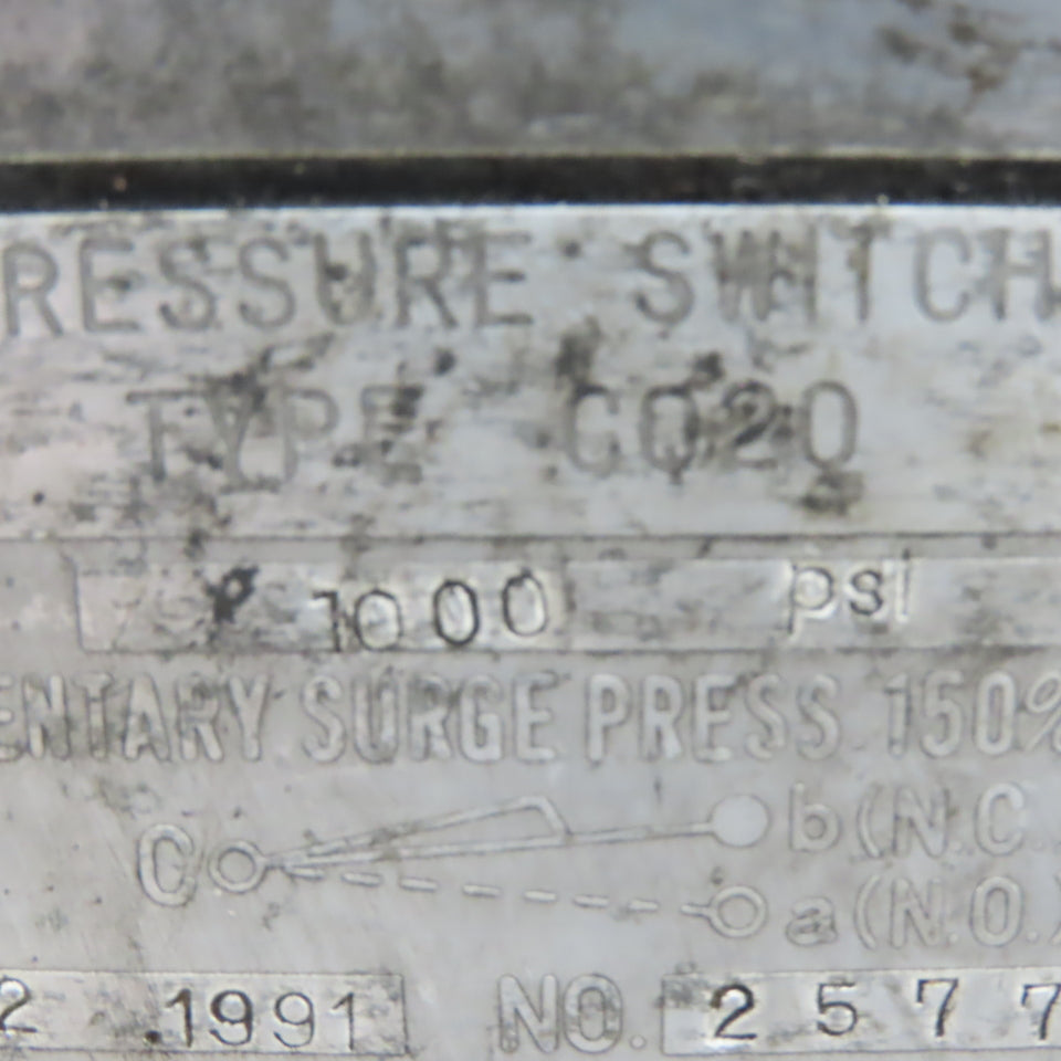 Nagano Keiki Type CQ20 1000 PSI Range Pressure Switch
