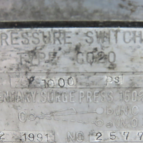Nagano Keiki Type CQ20 1000 PSI Range Pressure Switch