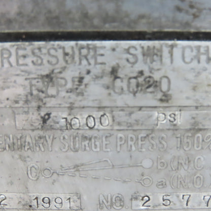 Nagano Keiki Type CQ20 1000 PSI Range Pressure Switch
