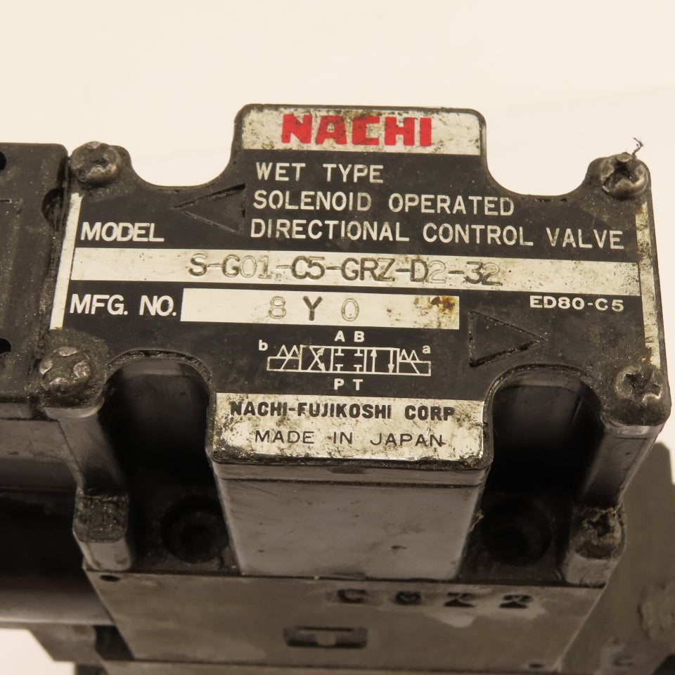 Nachi 	S-G01-C5-GRZ-D2-32 Hydraulic Directional Valve Assembly Regulated Check
