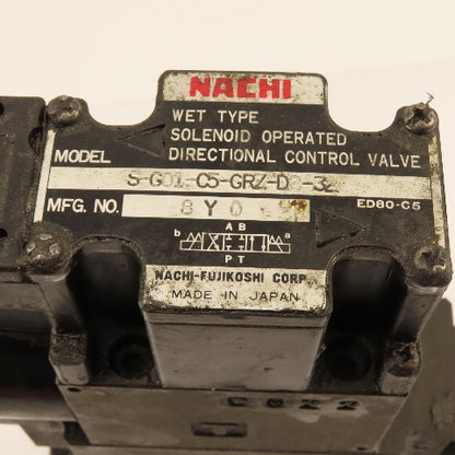 Nachi 	S-G01-C5-GRZ-D2-32 Hydraulic Directional Valve Assembly Regulated Check