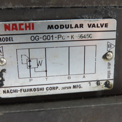 Nachi S-G01-C6S-GRZ-D2-9390D 4/3 Way Float Center Regulator Manifold Assembly
