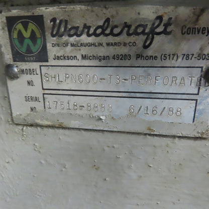 Wardcraft SHLPN600-T3 Incline Chip Conveyor 8" Belt 4FPM 72" Disc. 3Ph 144" OAL
