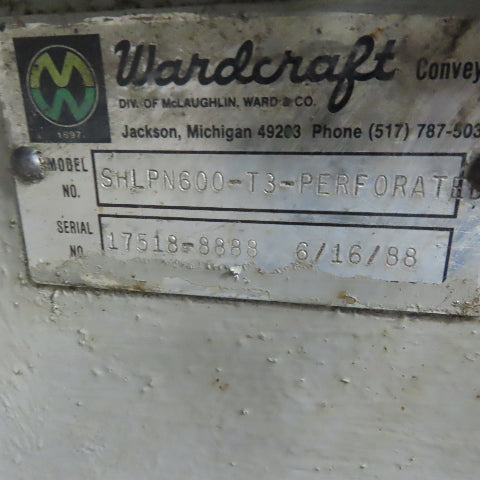 Wardcraft SHLPN600-T3 Incline Chip Conveyor 8" Belt 4FPM 72" Disc. 3Ph 144" OAL