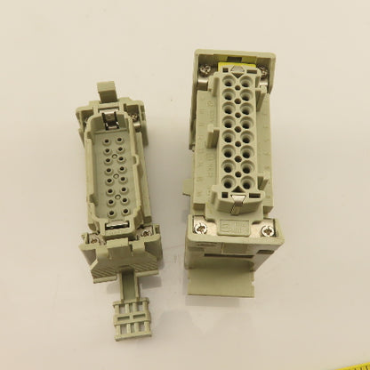 Harting E-16M E-16F 16 Position 400V 16A Panel Din Rail Connector Male/Female