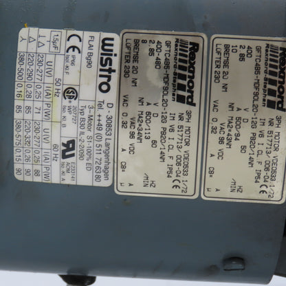 Rexnord GFTC4B5-MDF90L20-12GPB20/14NM AC Motor 480V 3PH 600/113RPM 50/60HZ