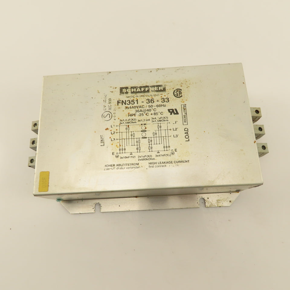 Schaffner FN351-36-33 440V 50/60Hz 3 Pole Power Line Filter