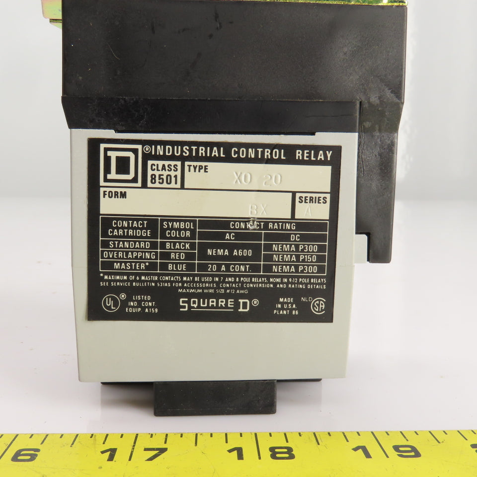 Square D 53696 X020V02 Ser. A Class 8501  AC Control Relay 120V Coil