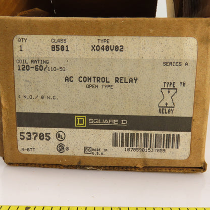 Square D 53705 X040V02 Ser. A Class 8501 AC Control Relay 120V Coil