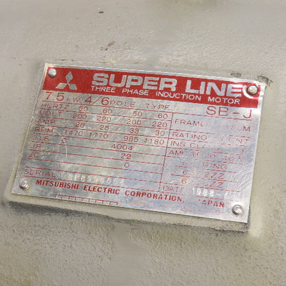 Mitsubishi SB-J 7.5KW AC Induction Motor 1770RPM 220V 3PH 180M Frame 50/60HZ