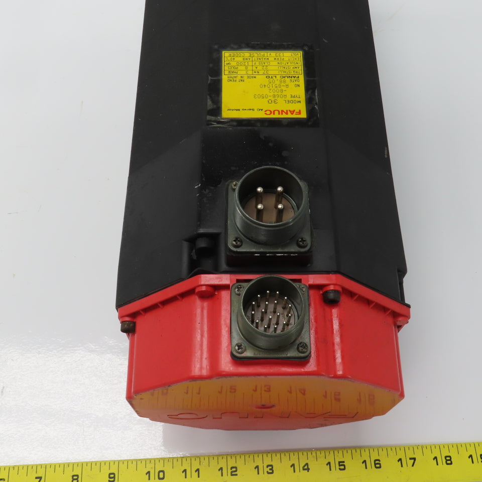 Fanuc A06B-0503-B002 30 1200PM AC Servo Motor 133V 22A 37NM W/Pulse Coder