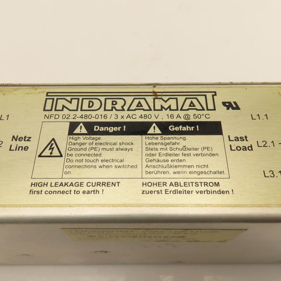 Indramat NFD02.2-480-016 480V 3 Pole 16A Power Line Filter