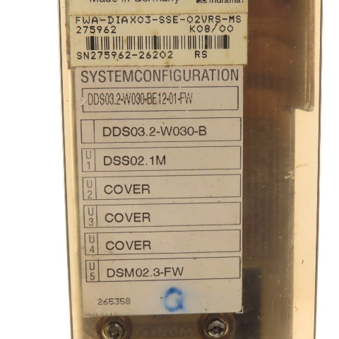 Indramat FWA-DIA03-SSE-02VRS-MS DDS03.2-W030-BE12-01-FW Drive Controller