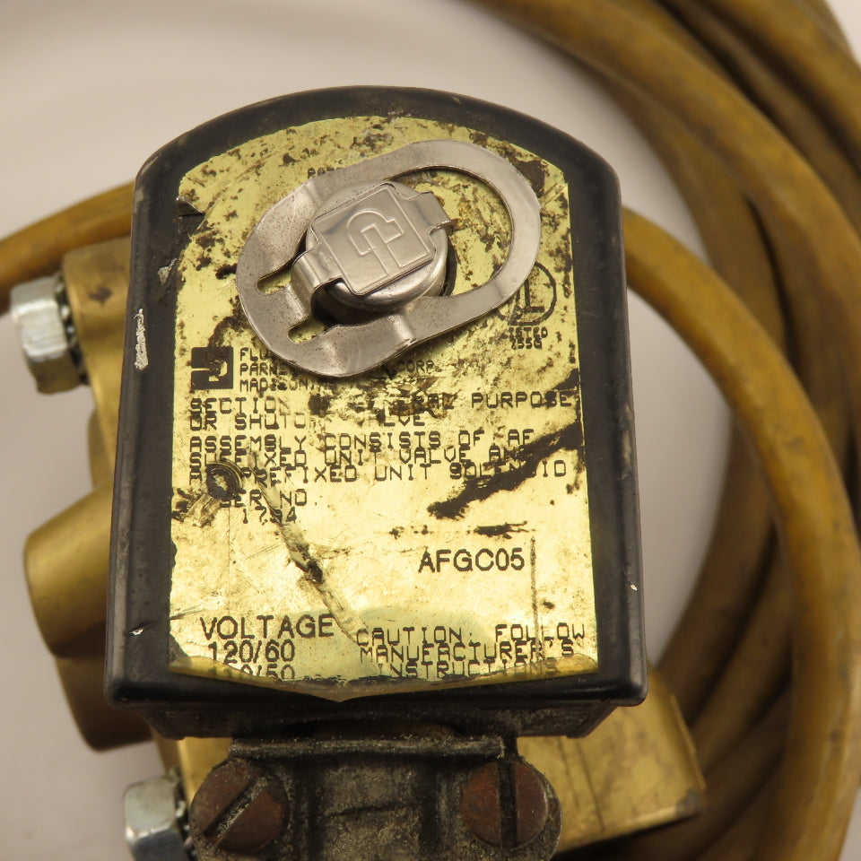 Parker AFGC05 1" Brass Solenoid Valve 120V 50/60Hz