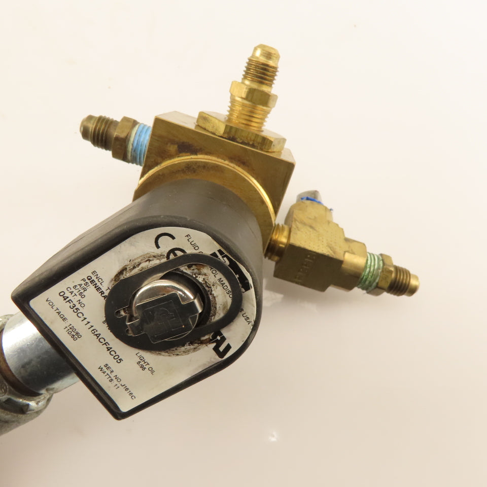 Fluid Control 04F35C1116ACF4C05 1/4" 3 Way Brass Solenoid Valve 120V 50/60Hz