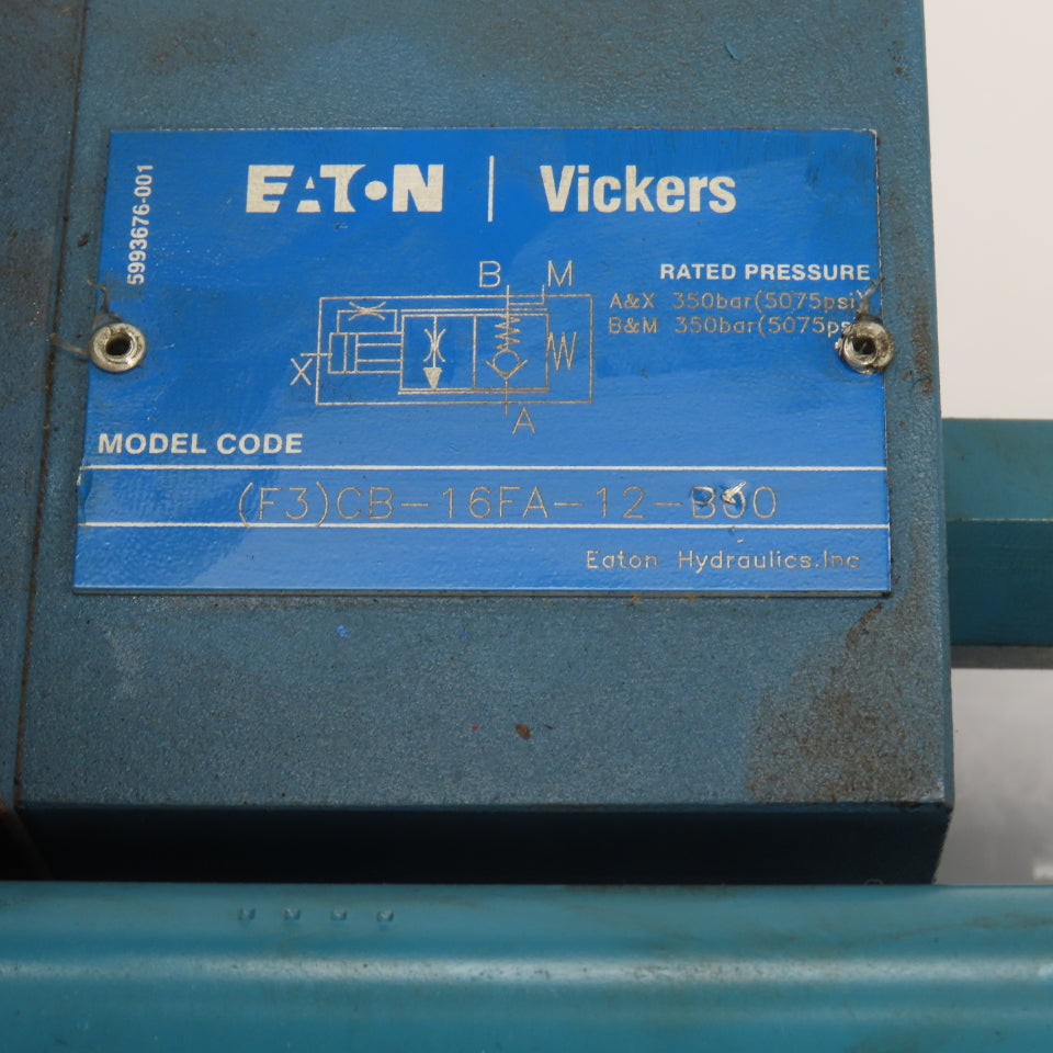 Eaton (F3)CB-16FA-12-B00 Hydraulic Cylinder 12" Stroke W/Counter Balance 5075PSI
