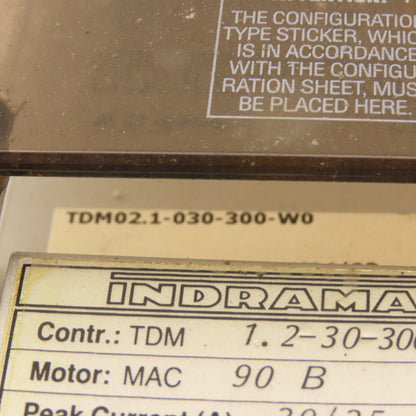 Indramat TDM02.1-030-300-W0 AC Servo Drive 3000RPM MAC 90B 30/25A