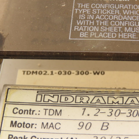 Indramat TDM02.1-030-300-W0 AC Servo Drive 3000RPM MAC 90B 30/25A