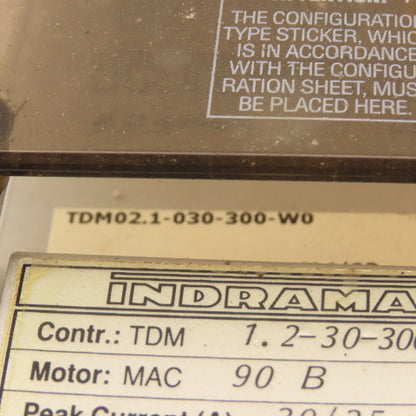 Indramat TDM02.1-030-300-W0 AC Servo Drive 3000RPM MAC 90B 30/25A