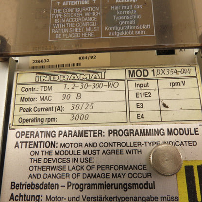 Indramat TDM02.1-030-300-W0 AC Servo Drive 3000RPM MAC 90B 30/25A