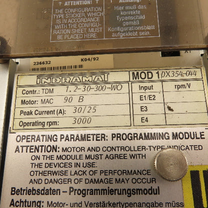 Indramat TDM02.1-030-300-W0 AC Servo Drive 3000RPM MAC 90B 30/25A