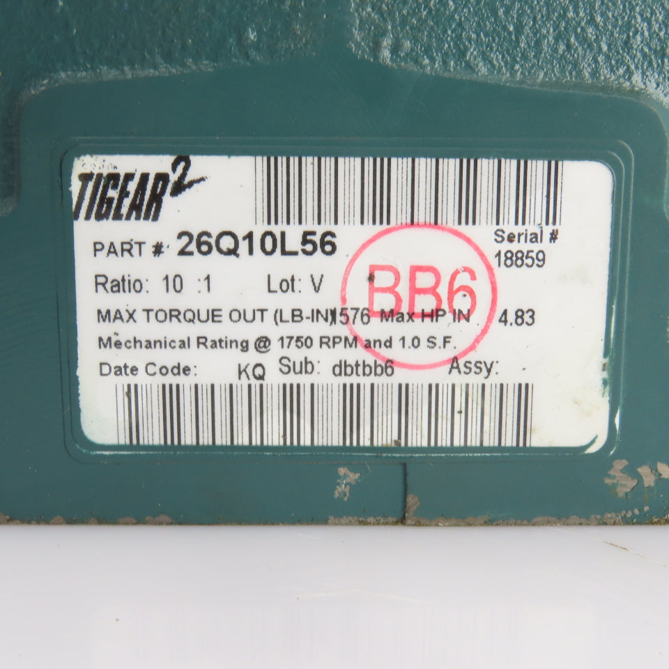 Tigear 26Q10L56 10:1 Ratio Left Hand Gear Reducer 175RPM Output 576LB.-IN.