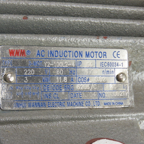 Ty Air ZYBW 80E Rotary Vane Vacuum Pump 3KW -60KPa 220V 3PH 1420RPM