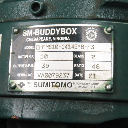 SM-Buddybox EHFMS10-C4145YB-F3 Helical Gear Reducer 46:1 Ratio 480V 39RPM Output