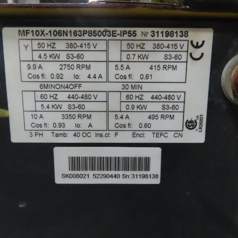 R&M SX Series 2T 2 Speed 40/60FPM Powered Wire Rope Hoist 480V 98.5' Lift