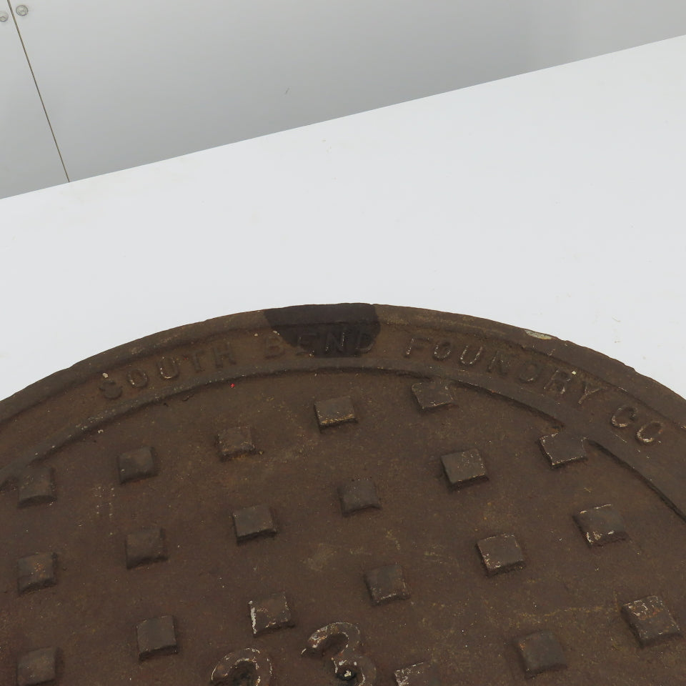 South Bend Foundry Vintage 26" Diameter Cast Iron Manhole Cover #23