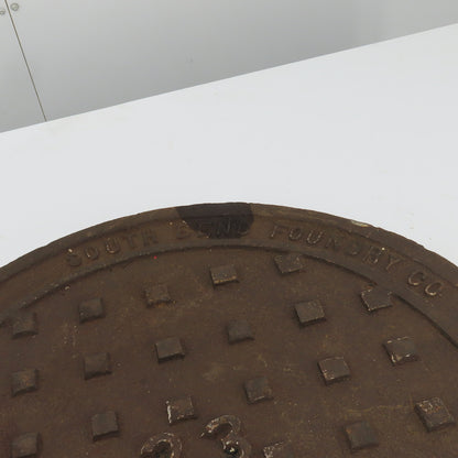 South Bend Foundry Vintage 26" Diameter Cast Iron Manhole Cover #23