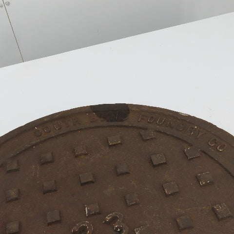 South Bend Foundry Vintage 26" Diameter Cast Iron Manhole Cover #23