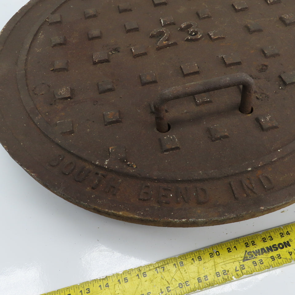 South Bend Foundry Vintage 26" Diameter Cast Iron Manhole Cover #23