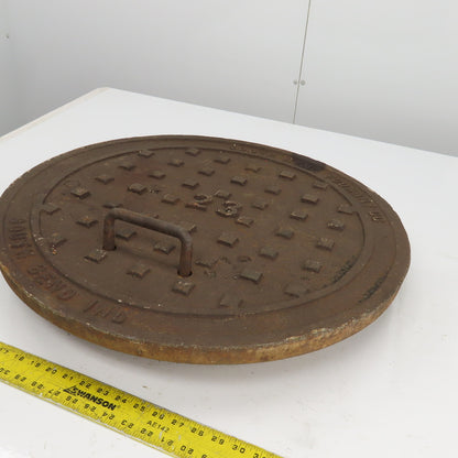 South Bend Foundry Vintage 26" Diameter Cast Iron Manhole Cover #23