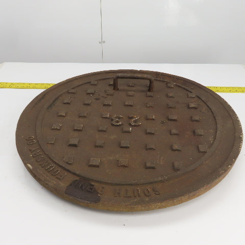 South Bend Foundry Vintage 26" Diameter Cast Iron Manhole Cover #23