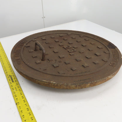 South Bend Foundry Vintage 26" Diameter Cast Iron Manhole Cover #23