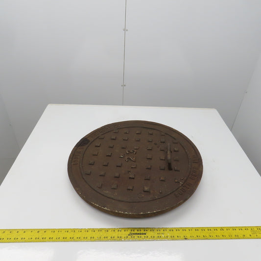 South Bend Foundry Vintage 26" Diameter Cast Iron Manhole Cover #23
