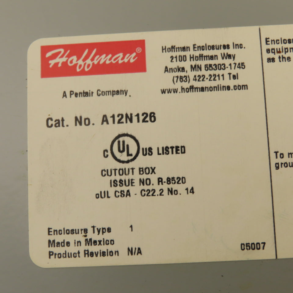 Moeller NZM1 600V 63A Rotary Disconnect Operator In 12x12x6" Enclosure